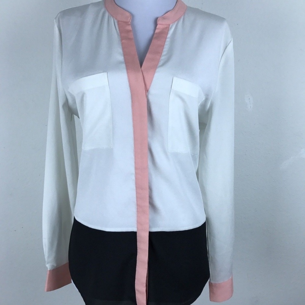 Ivanka Trump Blouse Size XL Cream Black Pink